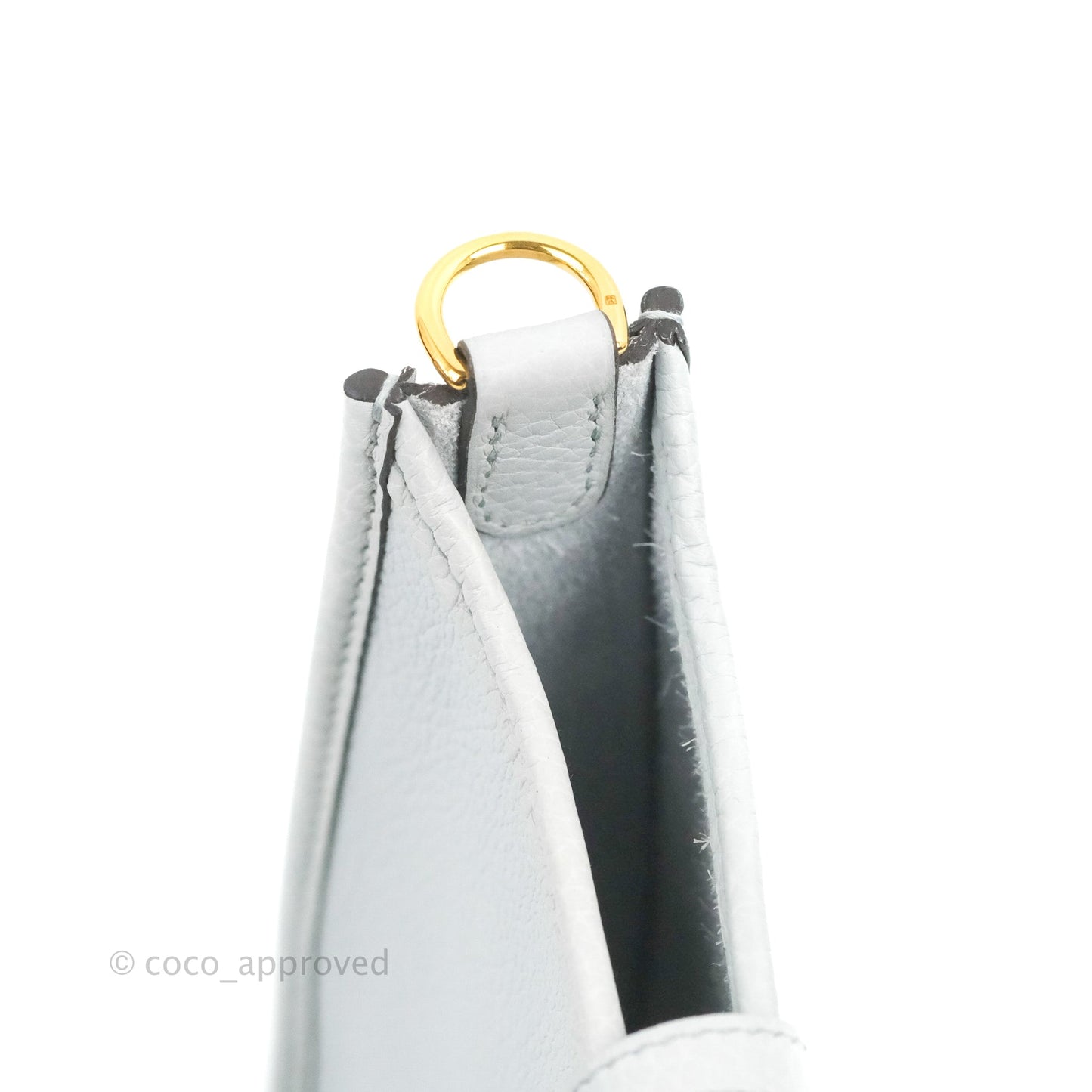 Hermès Mini Evelyne 16 Bleu Pale 08 Clemence/ Gris Etain 8F Gold Hardware