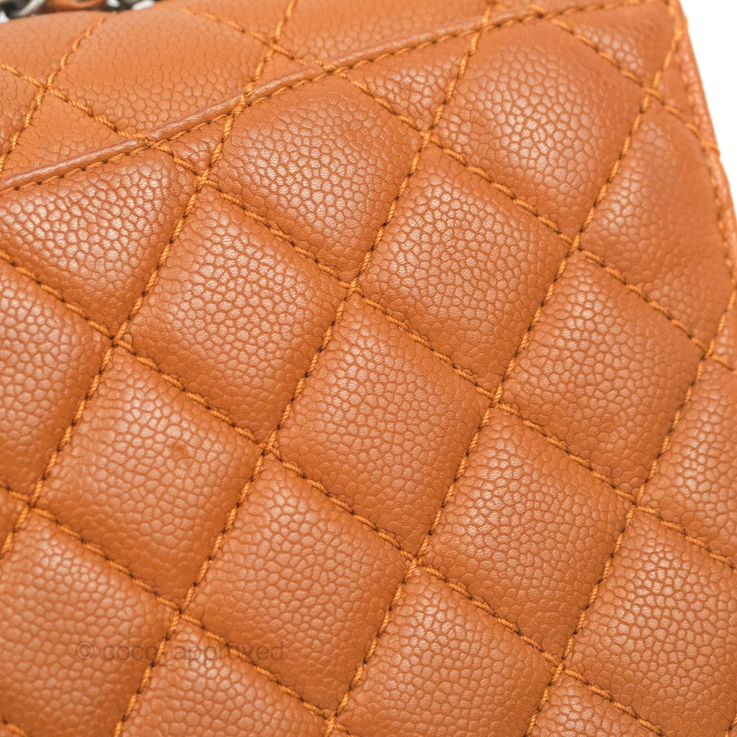 Chanel Flap Bag Quilted Caramel Brown Caviar Ruthenium Hardware