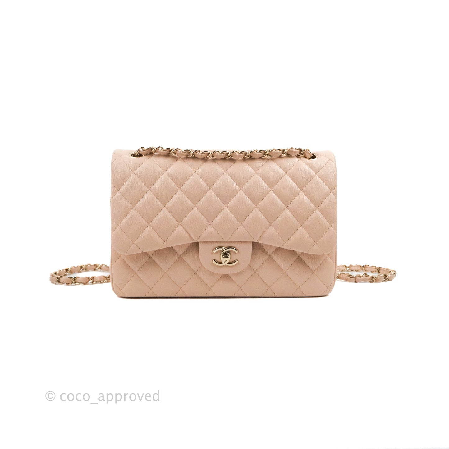 Chanel Jumbo Double Flap Rose Clair Pink Caviar Gold Hardware⁣⁣