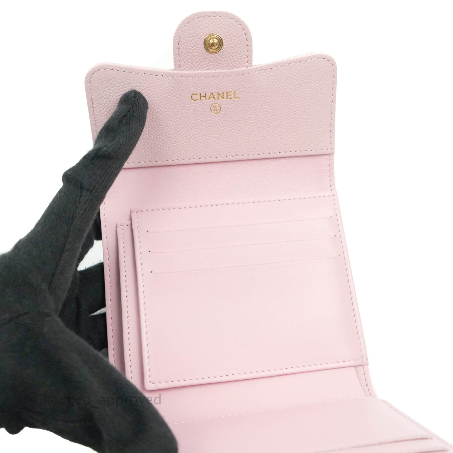 Chanel Classic Flap Wallet Pink Caviar Gold Hardware 21S