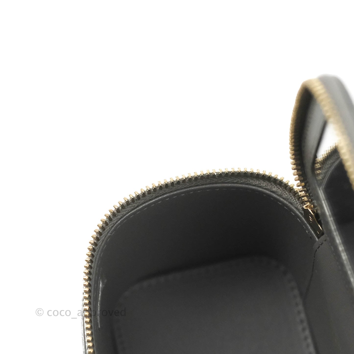 Chanel Mini Top Handle Vanity With Chain Dark Grey Lambskin Gold Hardware