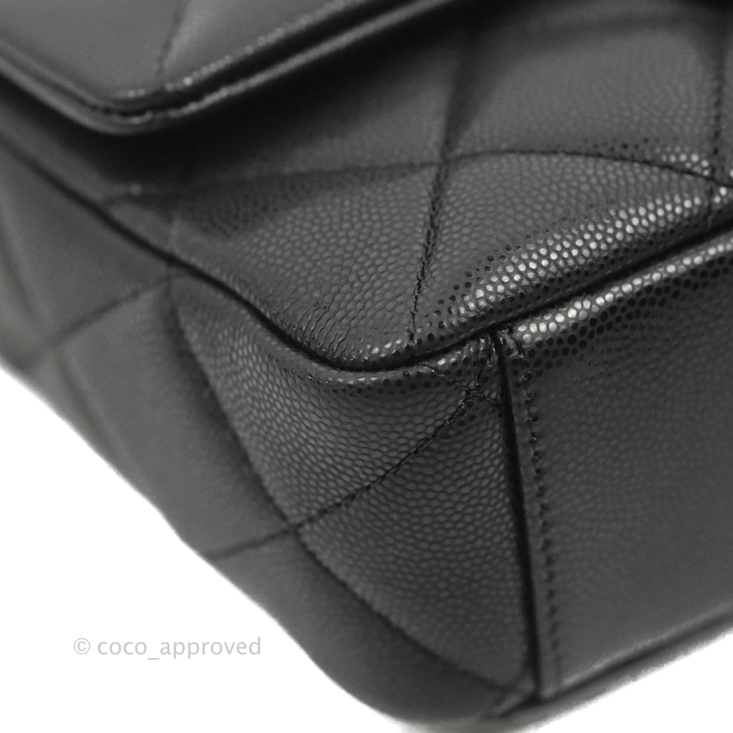 Chanel Small Flap with Coin Charm Black Caviar Aged Gold Hardware 22A