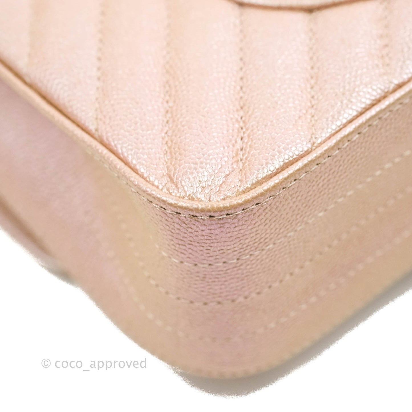 Chanel Classic M/L Medium Double Flap Iridescent Rose Gold Pink Caviar Silver Hardware 17B