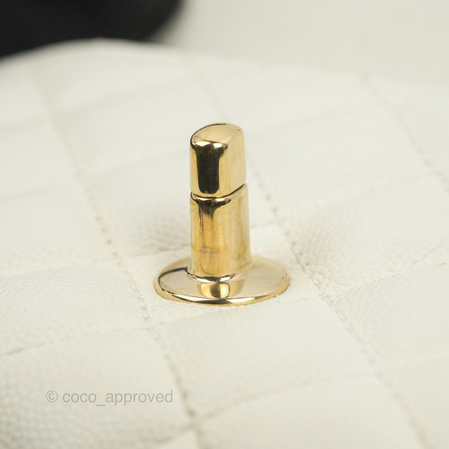 Chanel Mini Coco Handle Quilted Ivory Caviar Gold Hardware