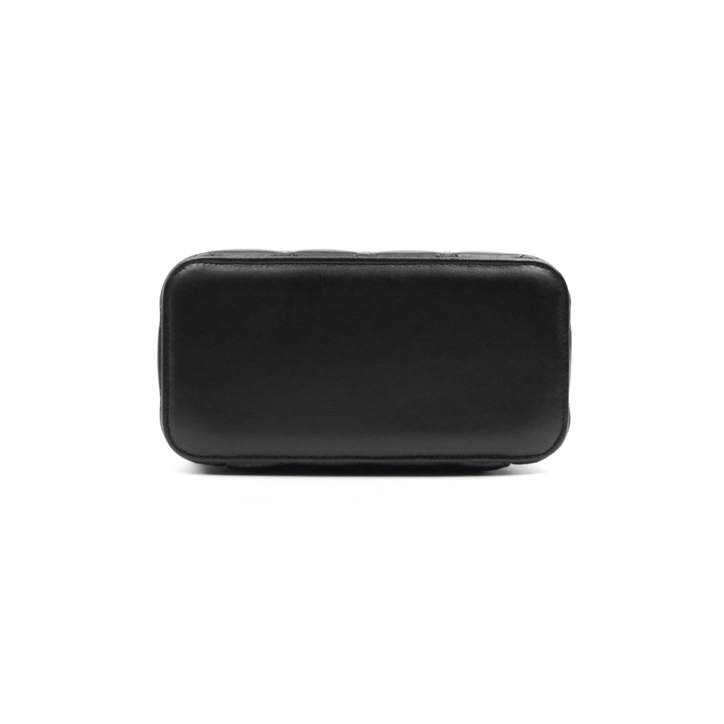 Chanel Classic Vanity Rectangular Top Handle With Chain Black Lambskin Aged Gold Hardware