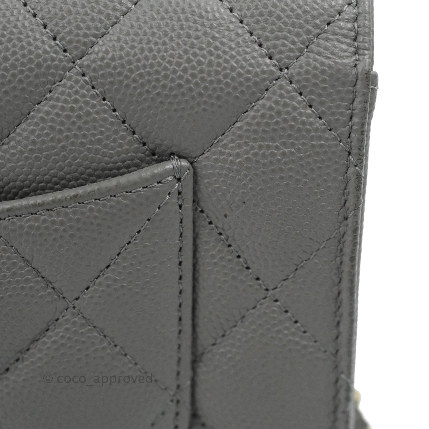 Chanel Quilted Classic Wallet on Chain WOC Grey Caviar Gold Hardware