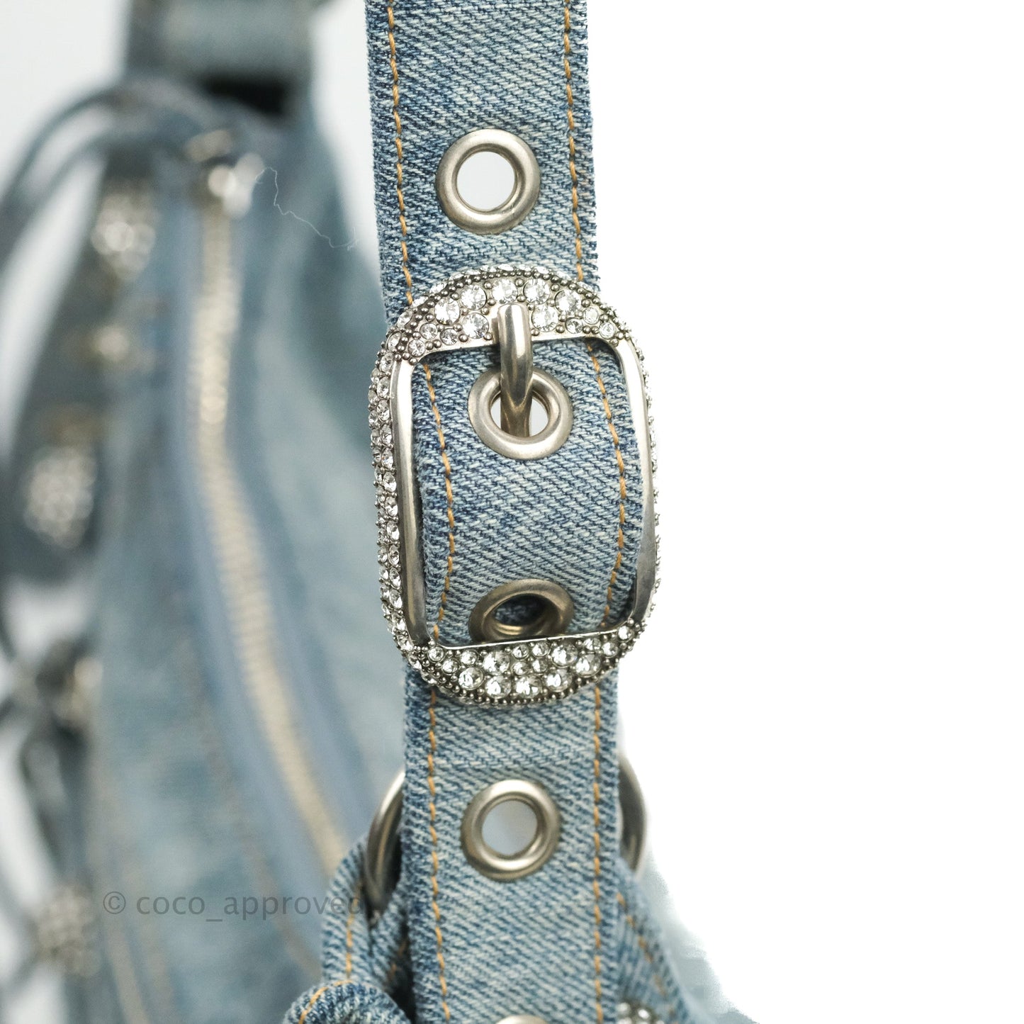 Balenciaga Le Cagole Small Embellished Denim Shoulder Bag