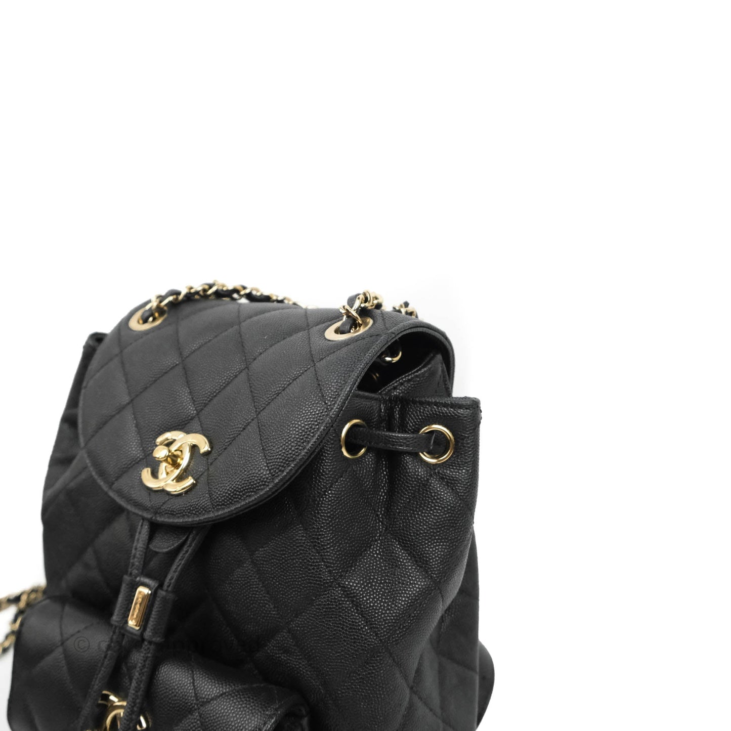 Chanel Quilted Black Caviar Duma Backpack Bag Gold Hardware