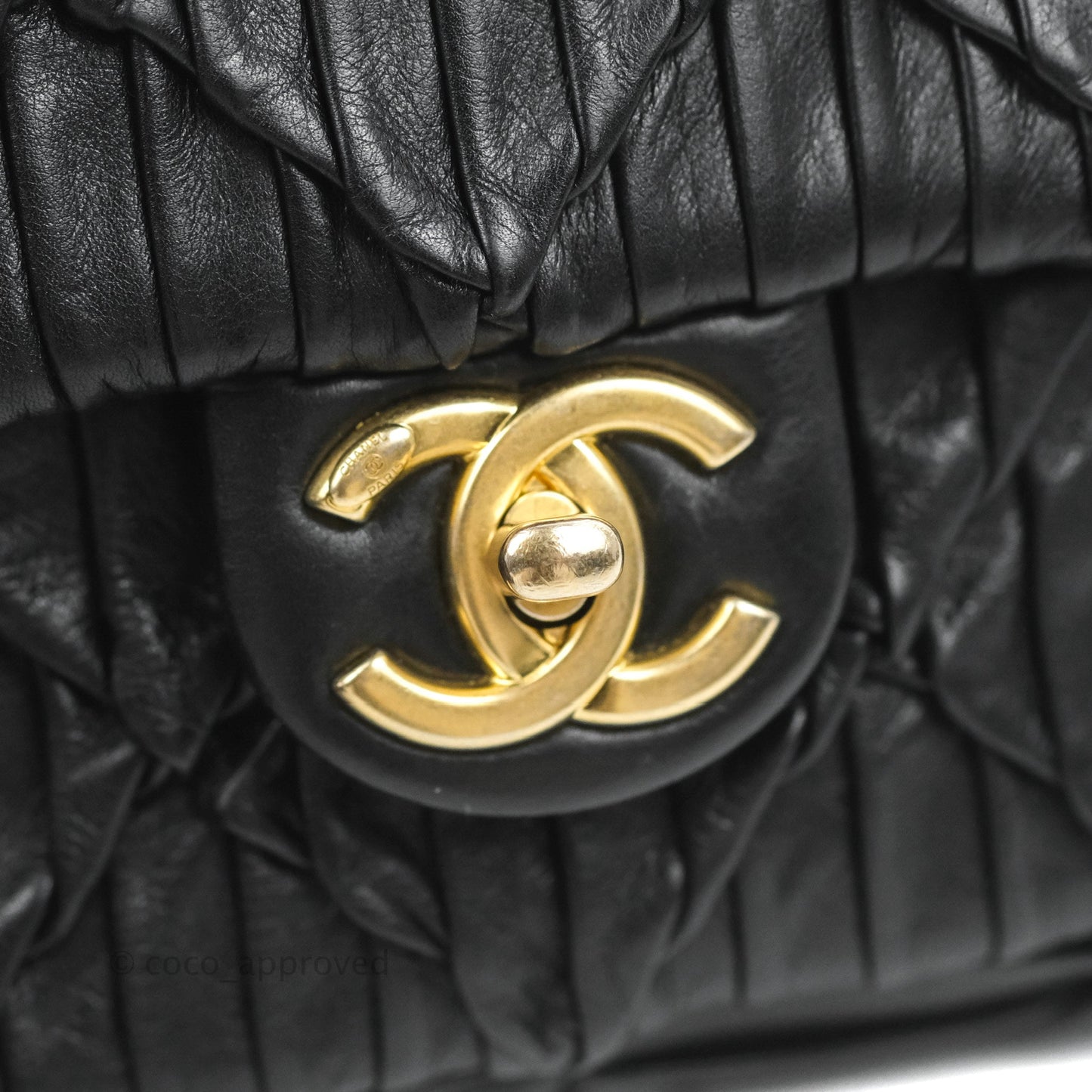 Chanel Small Coin Charm Flap Velvet Strap Black Lambskin Aged Gold Hardware