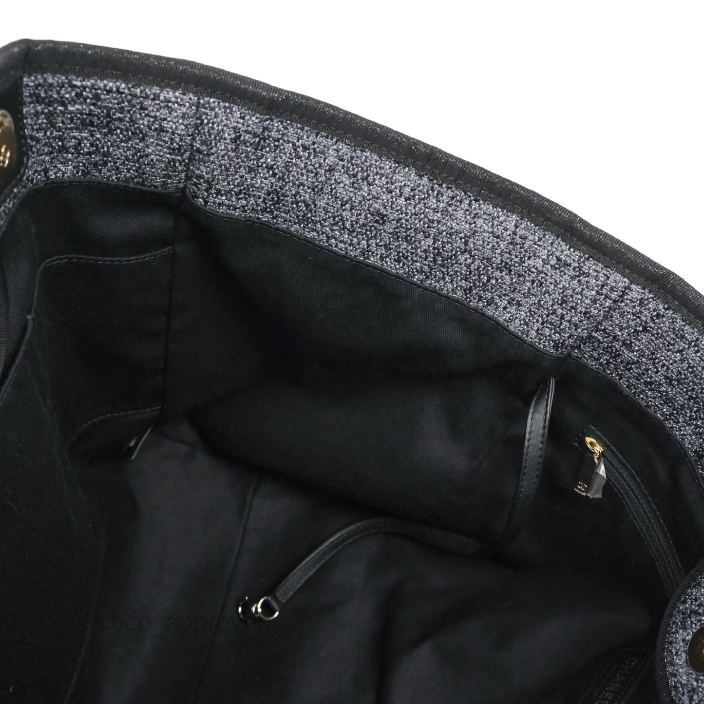 Chanel Large Deauville Charcoal Grey Canvas Gold Hardware