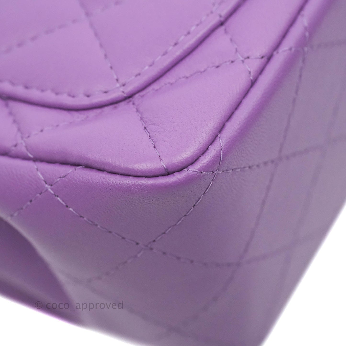 Chanel Mini Square Purple Lambskin Gold Hardware 22P