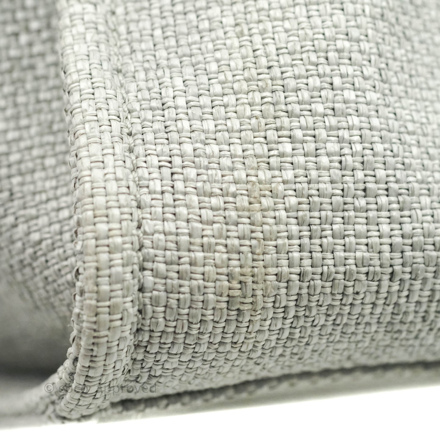 Chanel Large Deauville Light Grey Canvas Silver Hardware