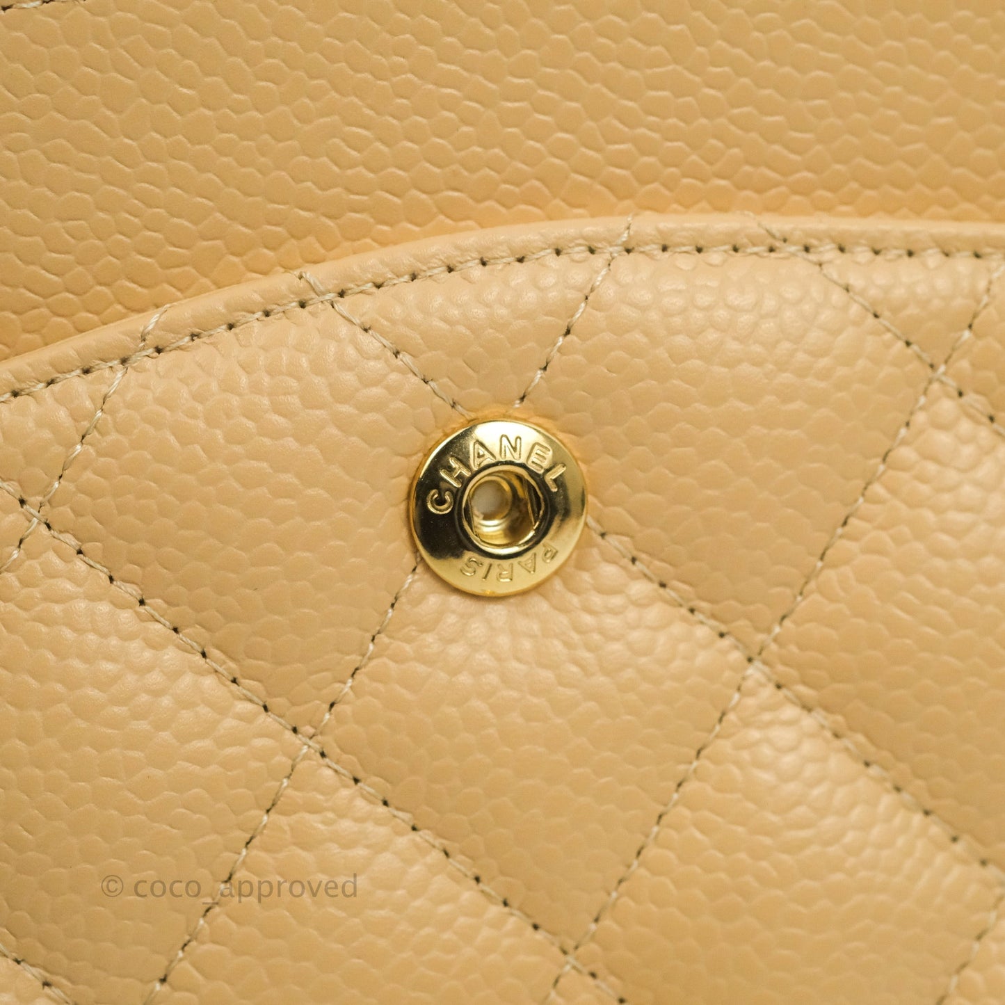 Chanel Classic M/L Medium Flap Quilted Beige Caviar Gold Hardware