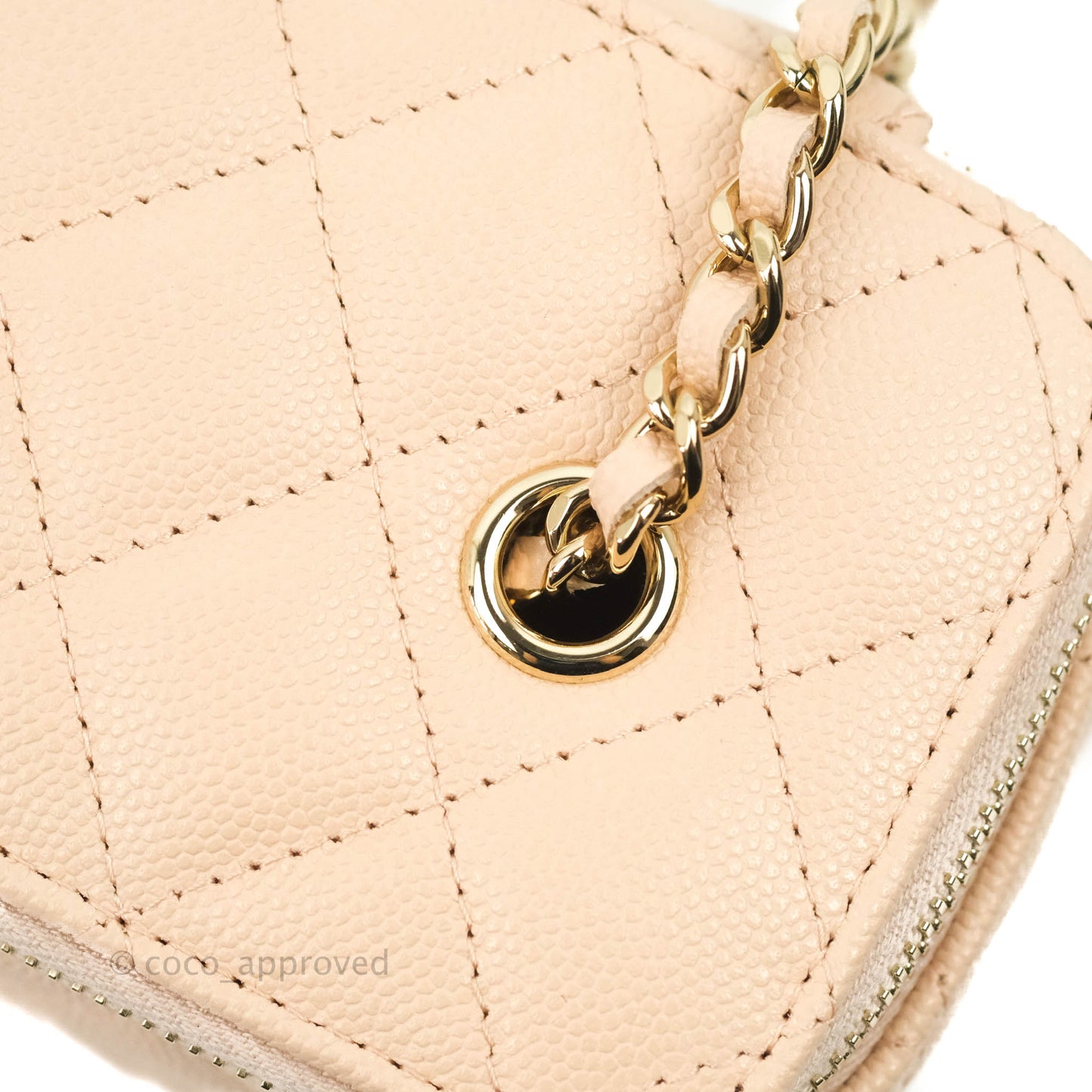 Chanel Vanity with Classic Chain Light Beige Caviar Gold Hardware 22C