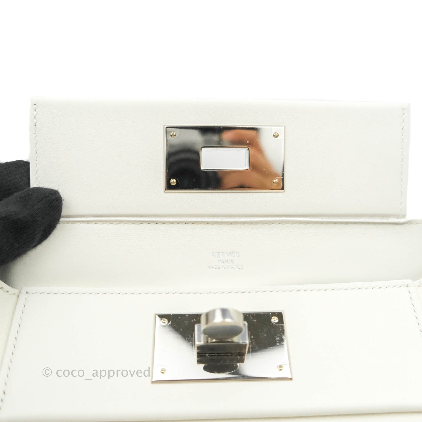 Hermès 24/24 21 Mini Blanc Evercolour Swift Palladium Hardware