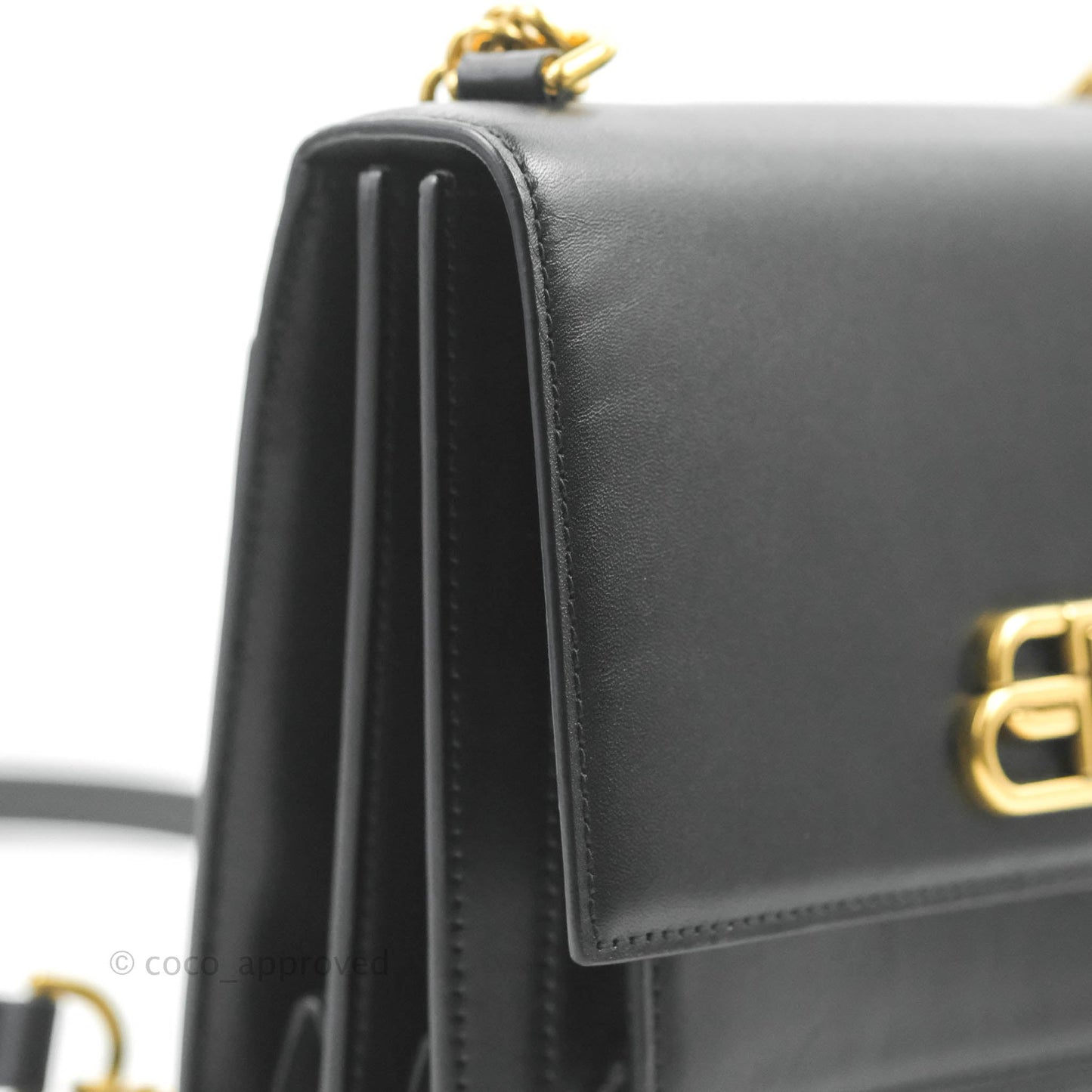 Balenciaga Small Sharp Chain Shoulder Bag Black Box Calfskin