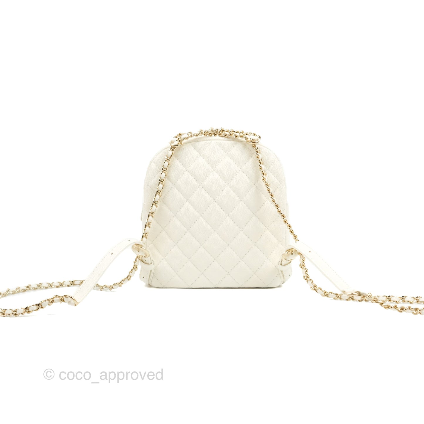 Chanel Quilted Small CC Day Backpack Ivory Caviar Gold Hardware