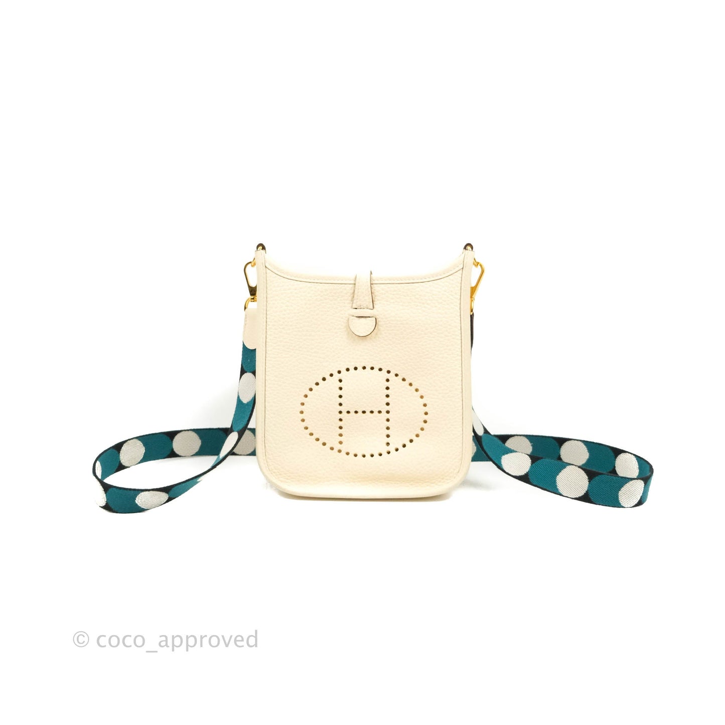 Hermès Mini Evelyne 16 Nata Clemence Black/Vert Bosphore Sangle Flipperball Gold Hardware