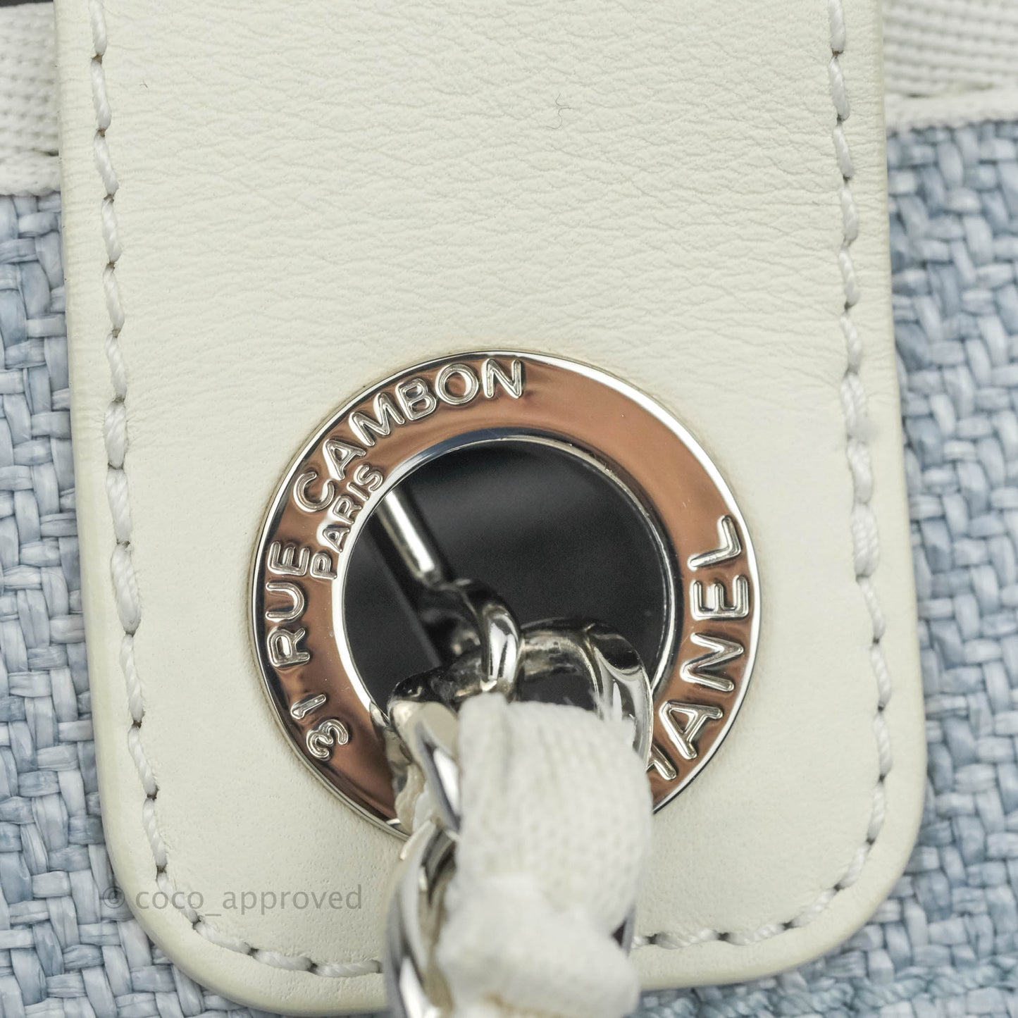 Chanel Large Deauville Light Blue Canvas Silver Hardware