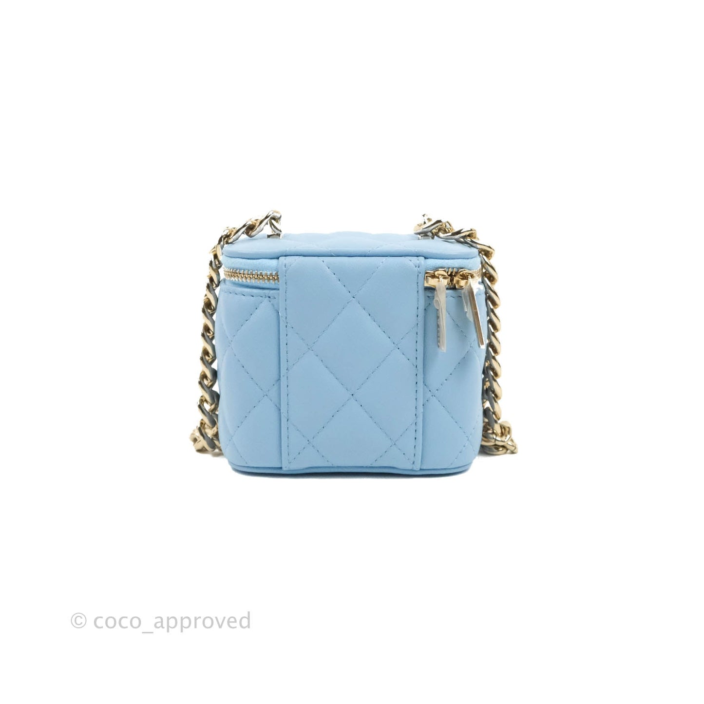 Chanel Mini Vanity Coco Chain Blue Lambskin Gold Hardware