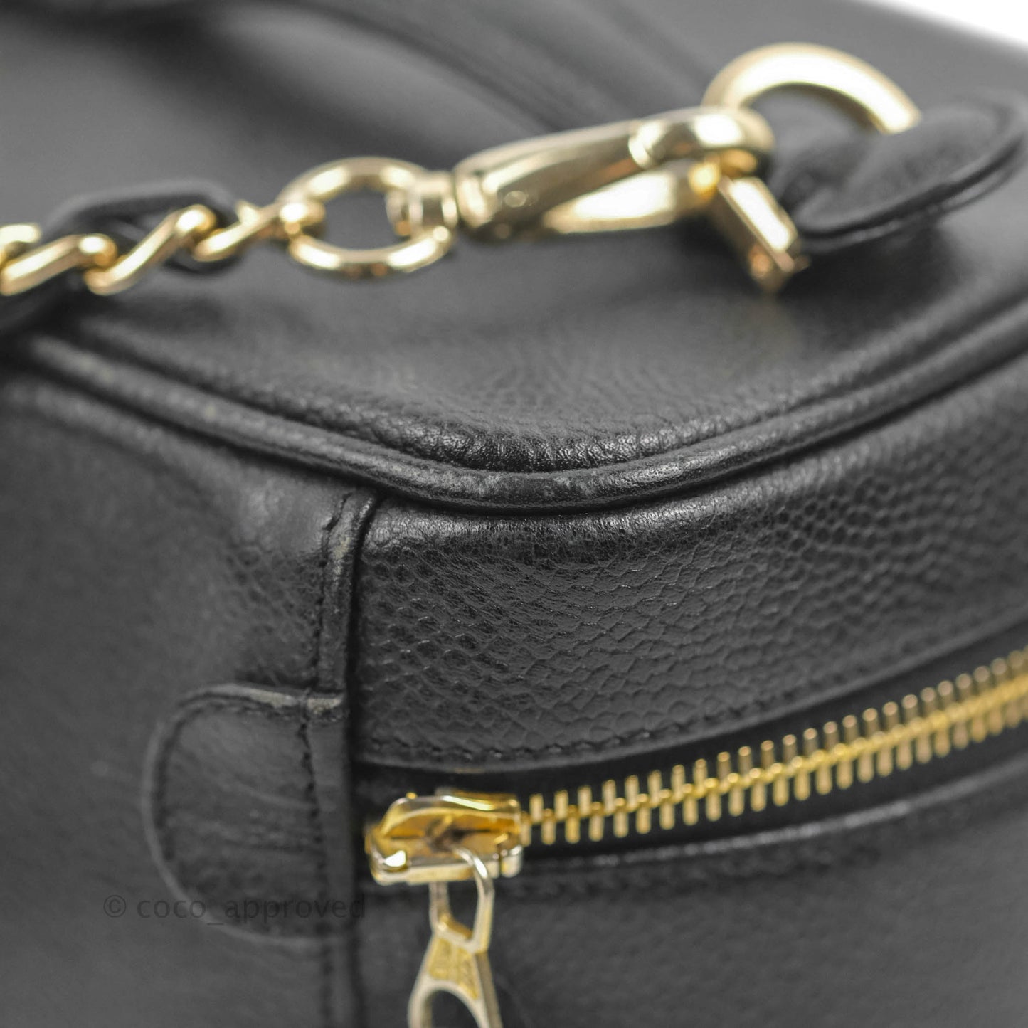 Chanel Vintage Vanity Case Black Caviar Gold Hardware