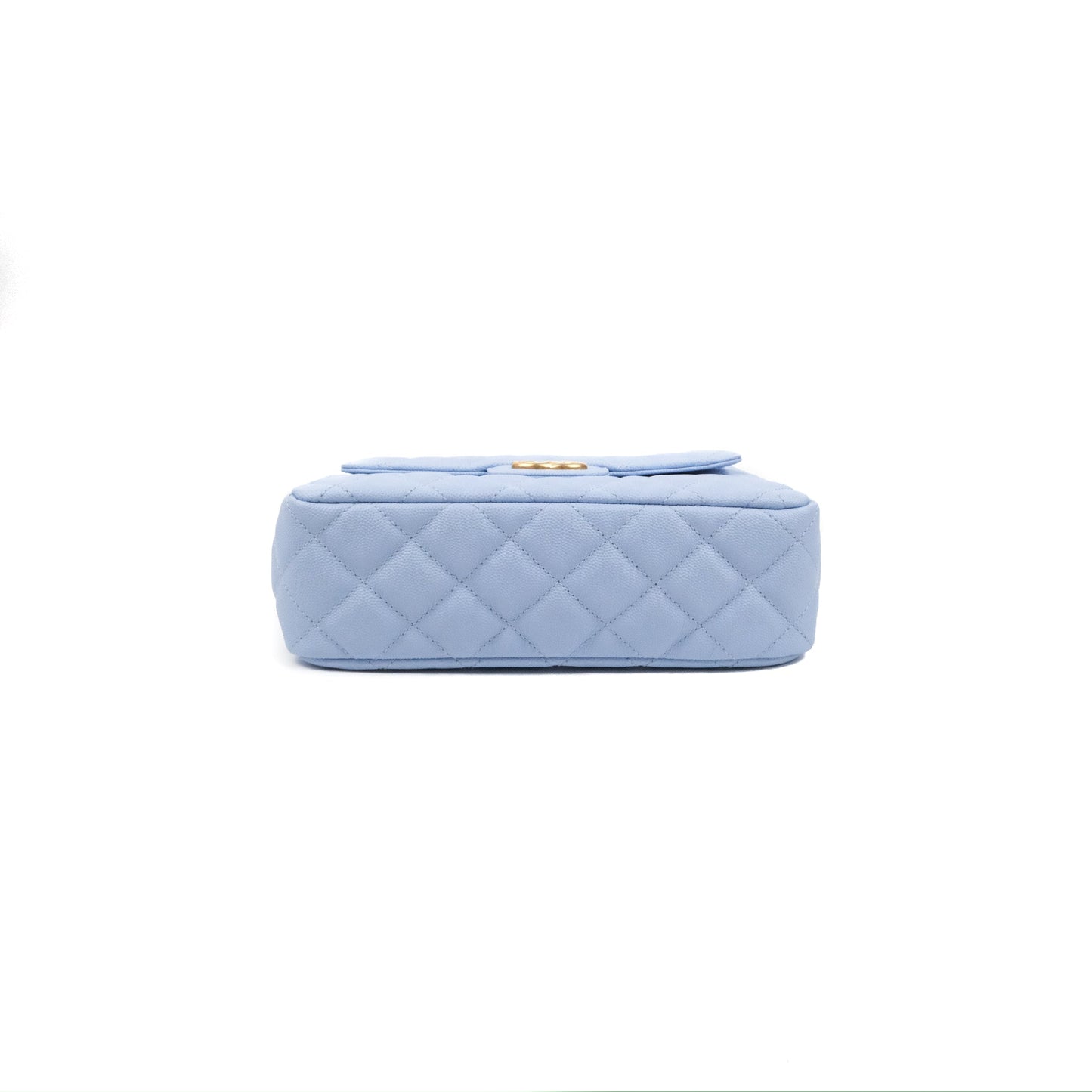 Chanel Quilted Wavy CC Hobo Light Blue Caviar Aged Gold Hardware 23P