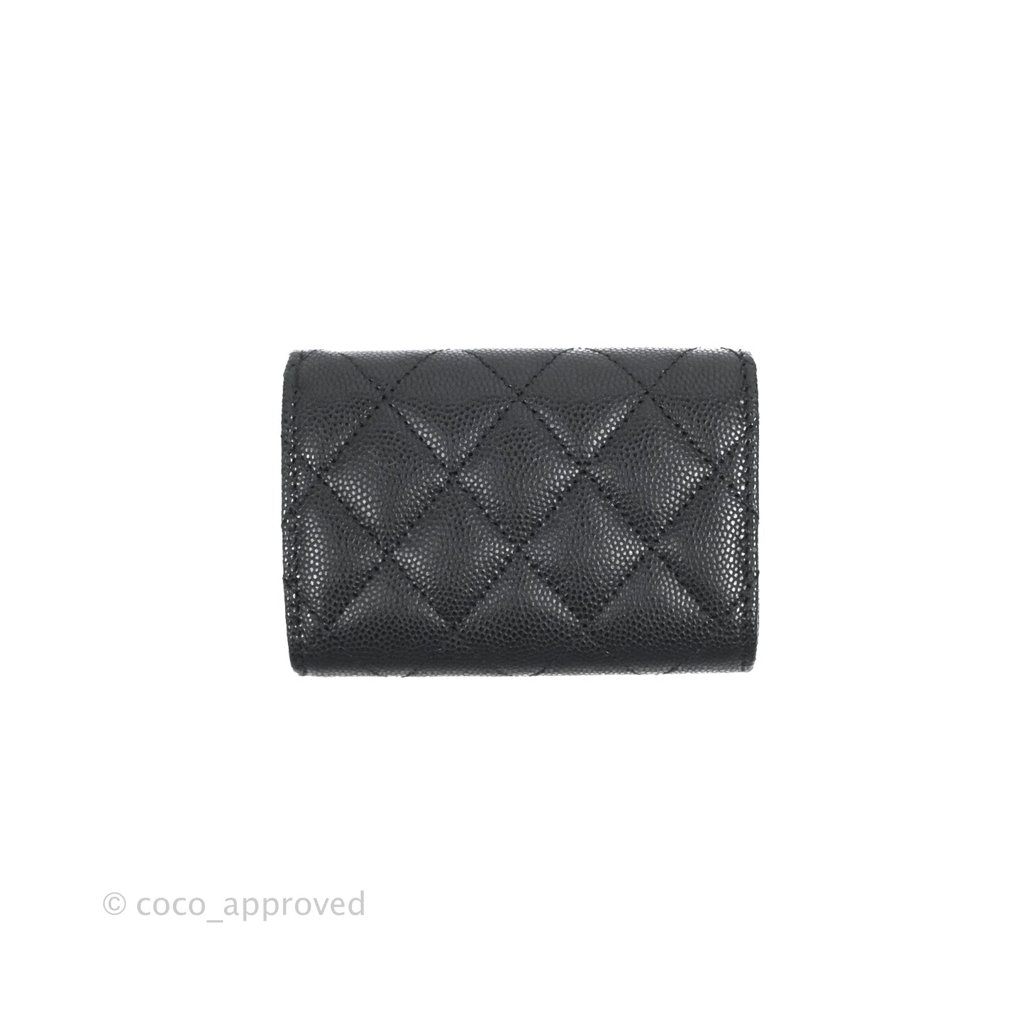 Chanel Small Flap Trifold Wallet Black Caviar Gold Hardware 23C