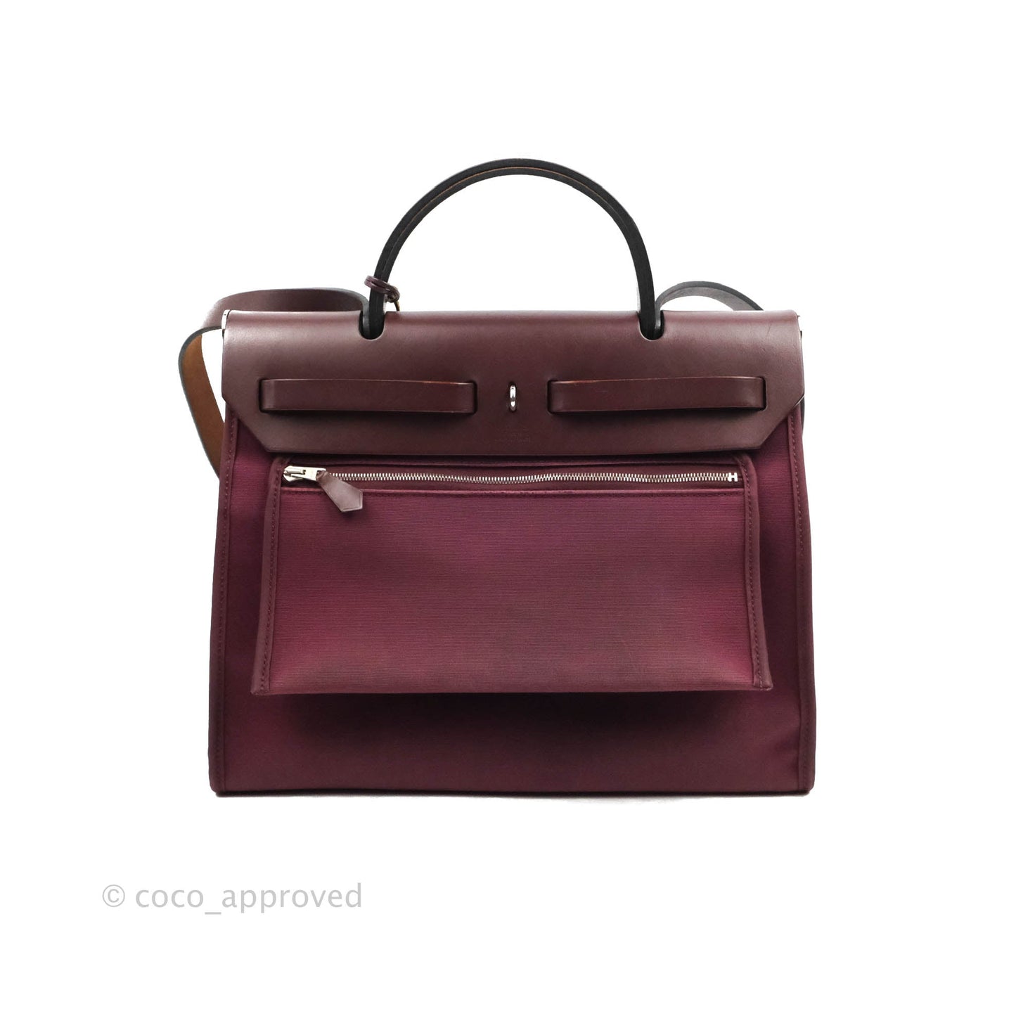 Hermès Herbag Zip 31 in Prune Hunter Cowhide & Canvas Palladium Hardware