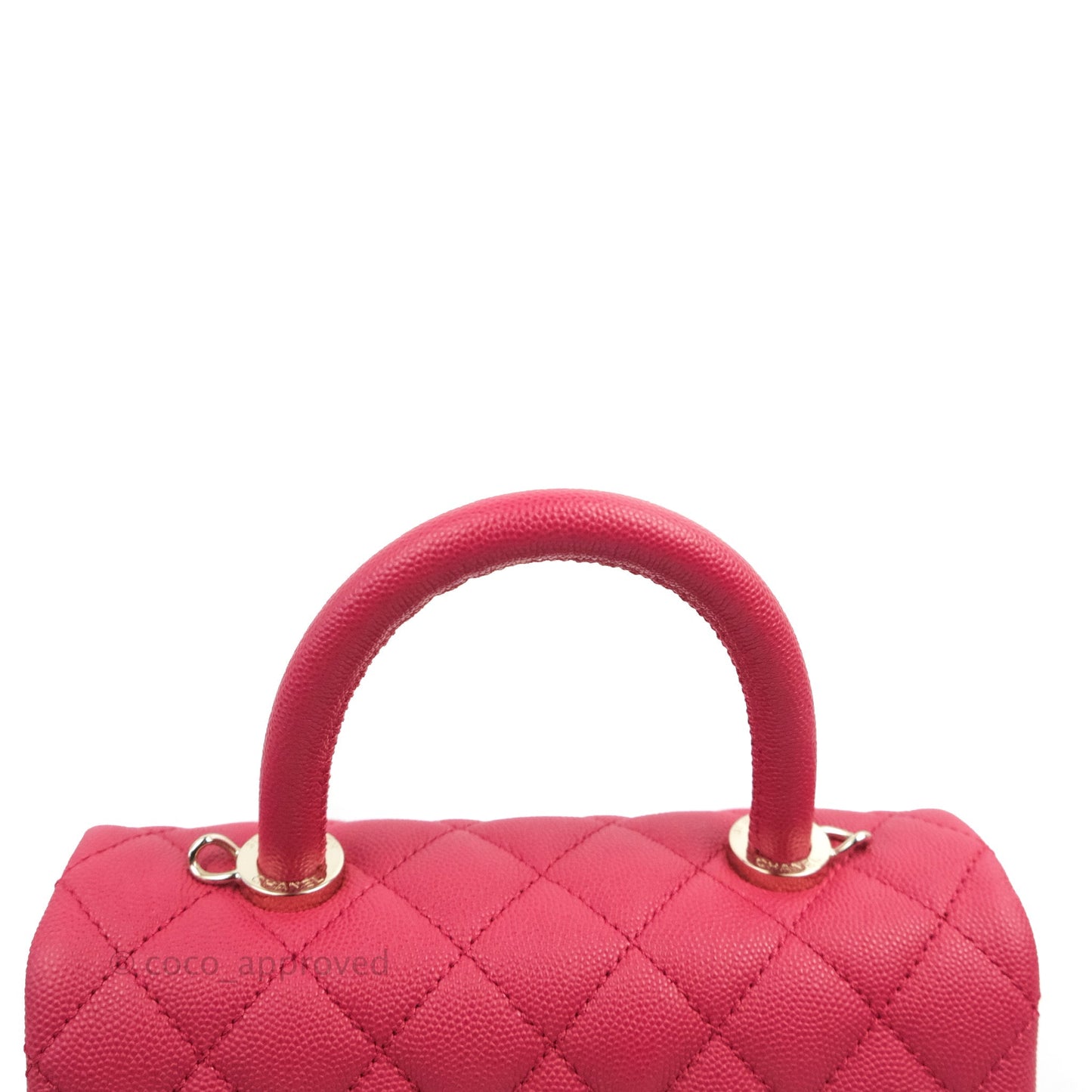 Chanel Small Coco Handle Quilted Cherry Red Caviar Gold Hardware