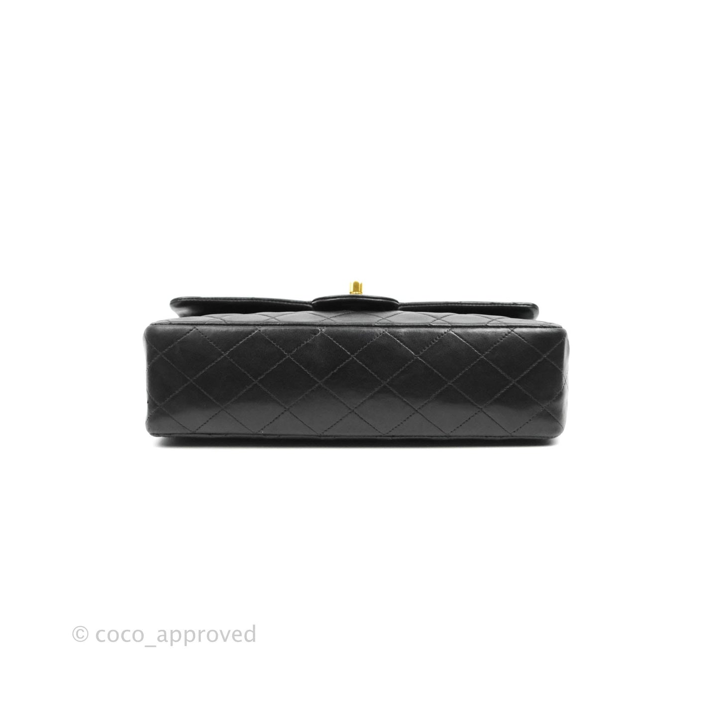 Chanel Vintage Classic M/L Medium Double Flap Bag Black Lambskin 24K Gold Hardware