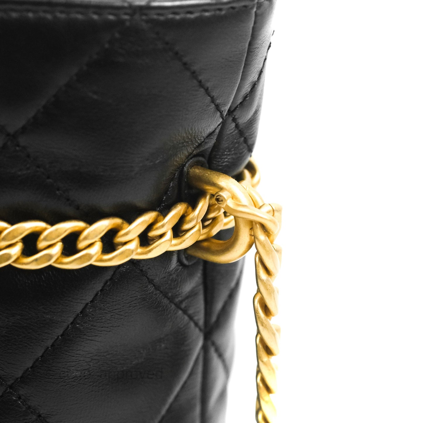 Chanel Enamel CC Bucket Bag Black Lambskin Gold Hardware 22S
