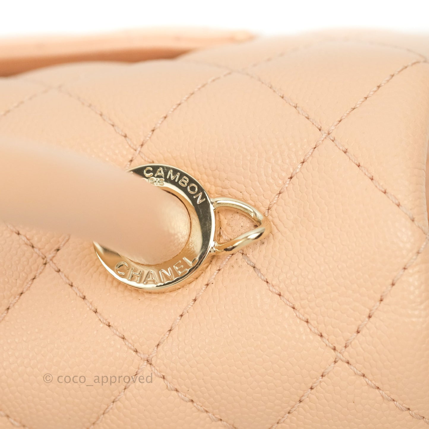 Chanel Small Coco Handle Quilted Peach Clair Caviar Gold Hardware