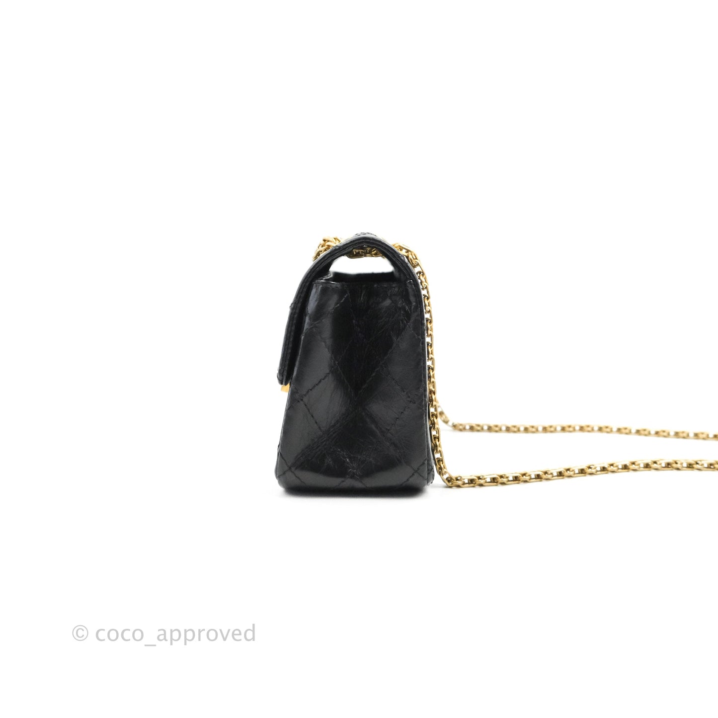 Chanel Mini Reissue 224 Black Aged Calfskin Aged Gold Hardware