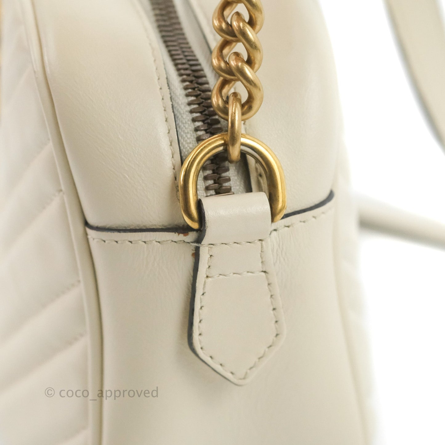Gucci Small Matelasse GG Marmont Camera Bag White Calfskin Gold Hardware