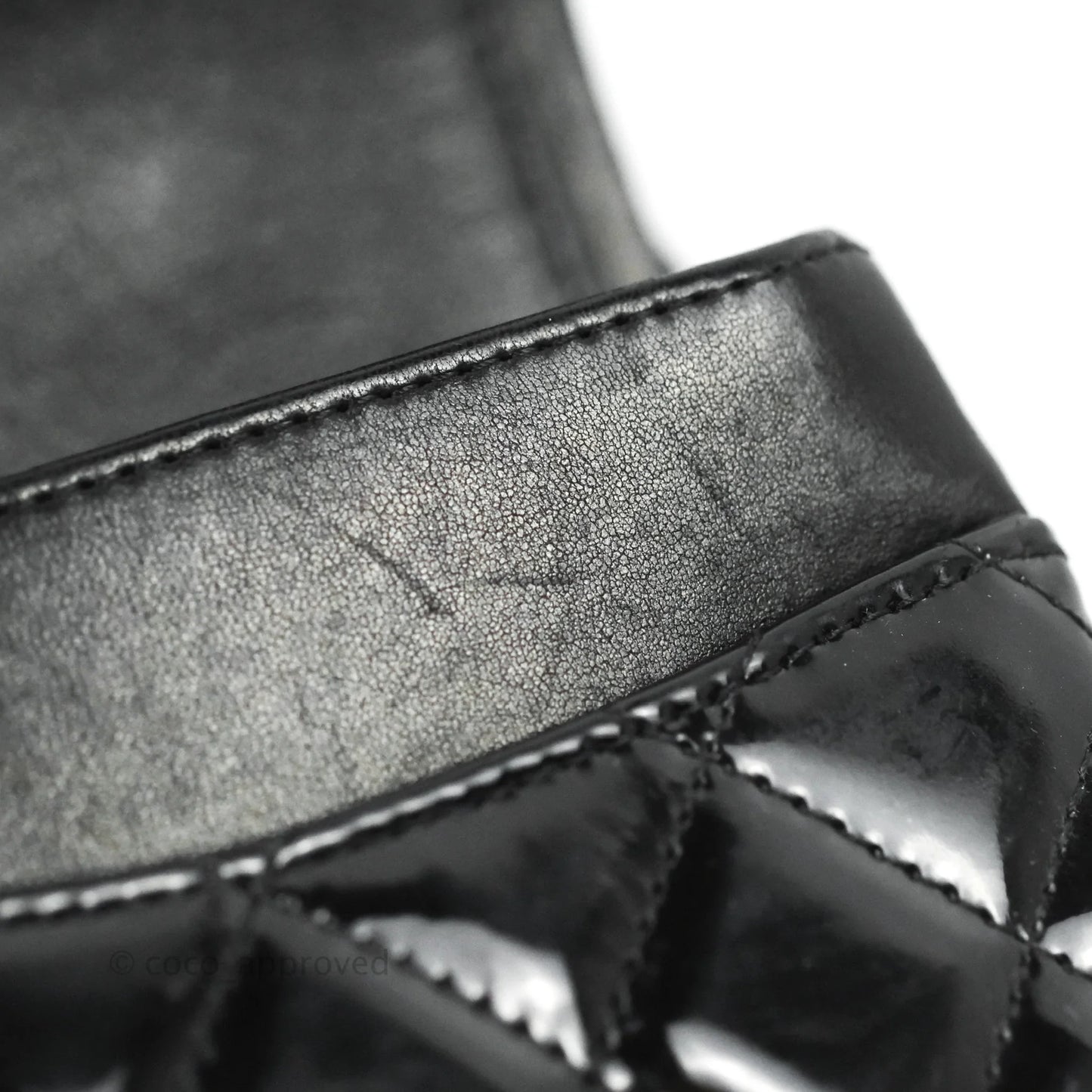 Chanel Classic Quilted M/L Medium Double Flap Black Patent Silver Hardware
