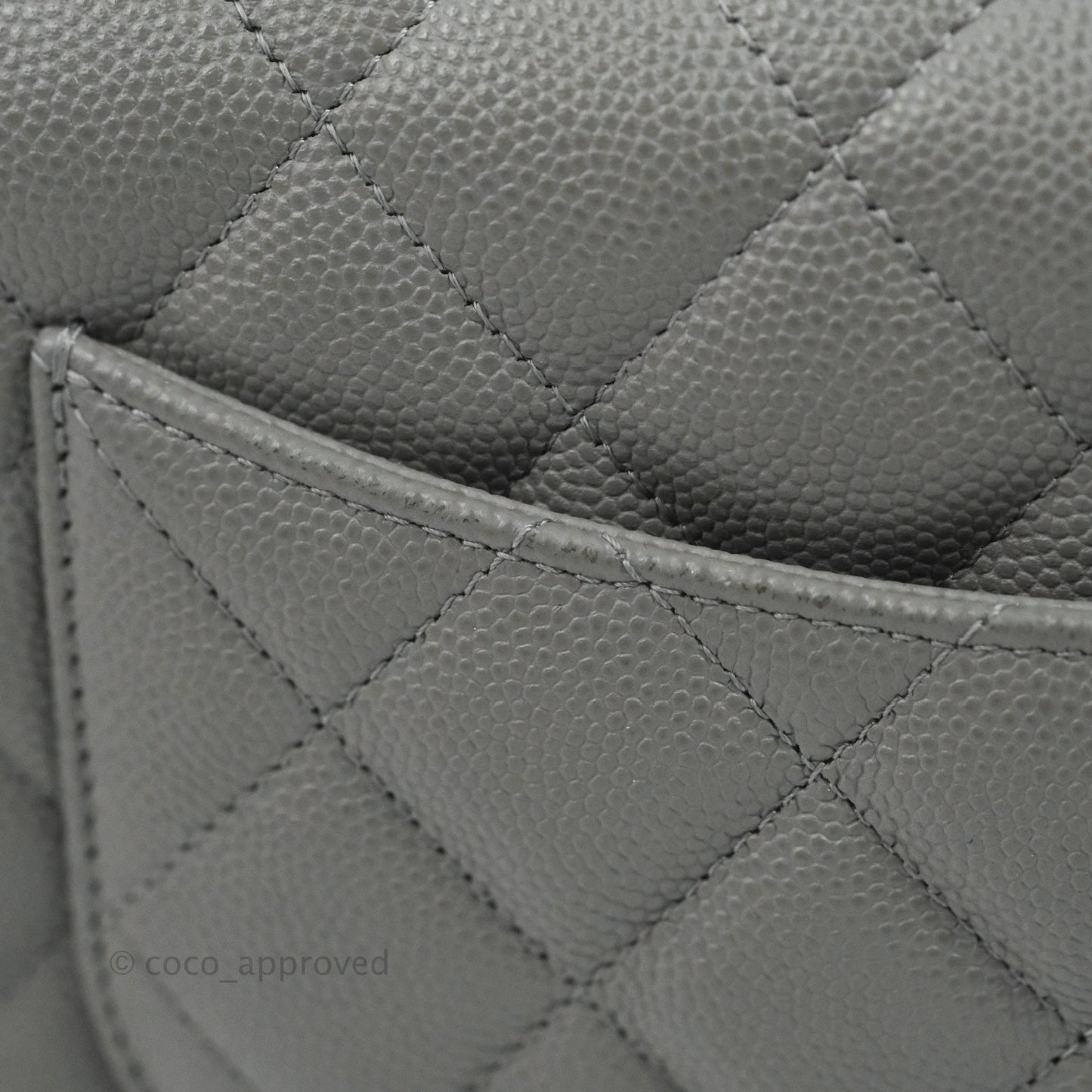 Chanel Quilted Classic Wallet on Chain WOC Grey Caviar Gold Hardware