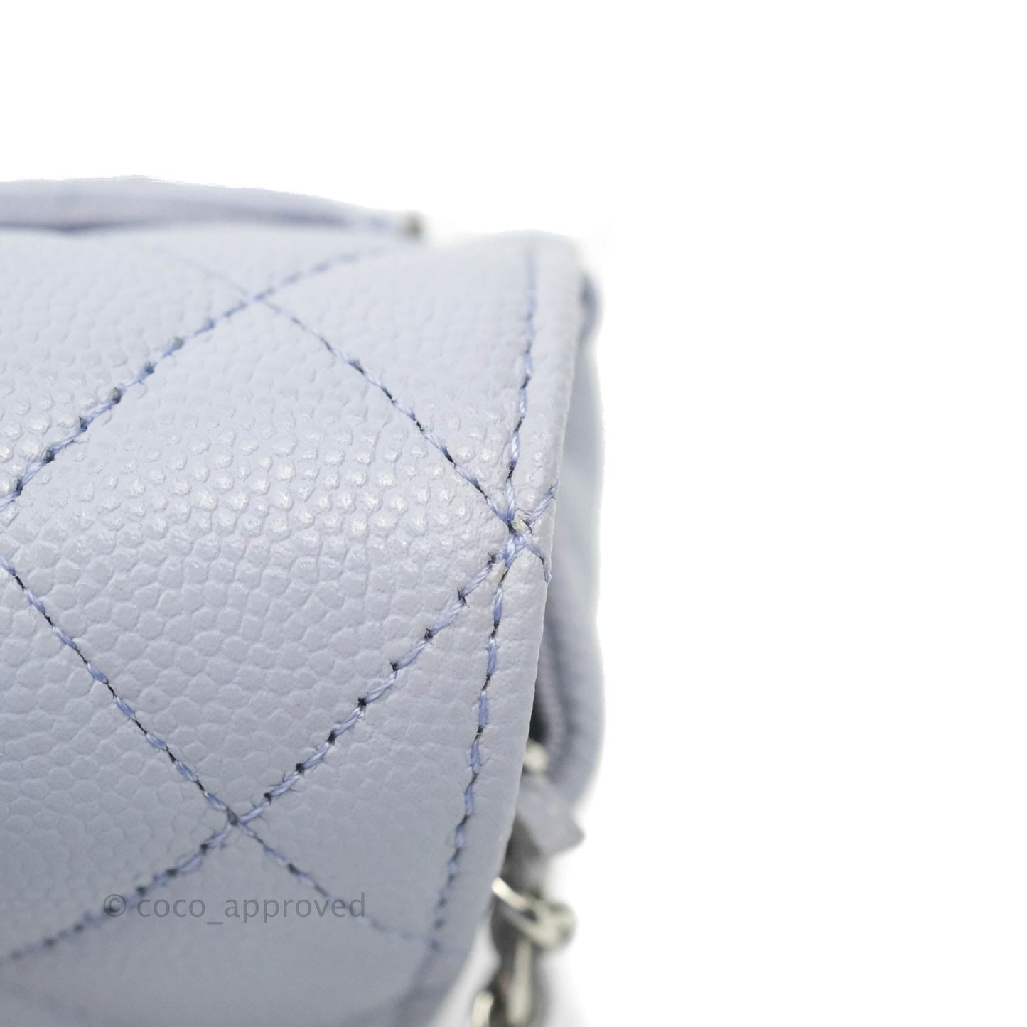 Chanel Quilted Case With Chain Lilac Caviar Silver Hardware