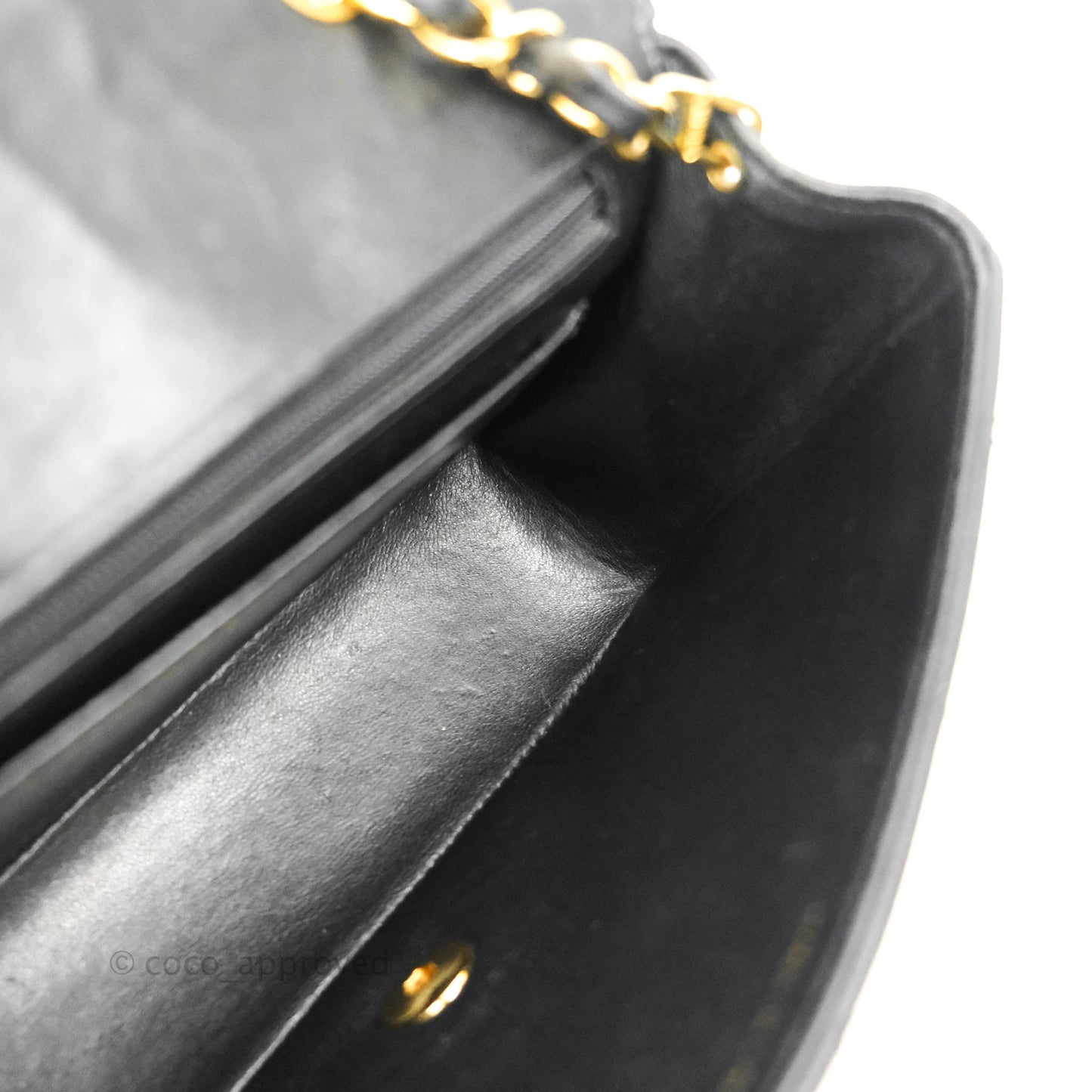 Chanel Vintage Small Classic Diana Flap Bag Black Lambskin 24K Gold Hardware
