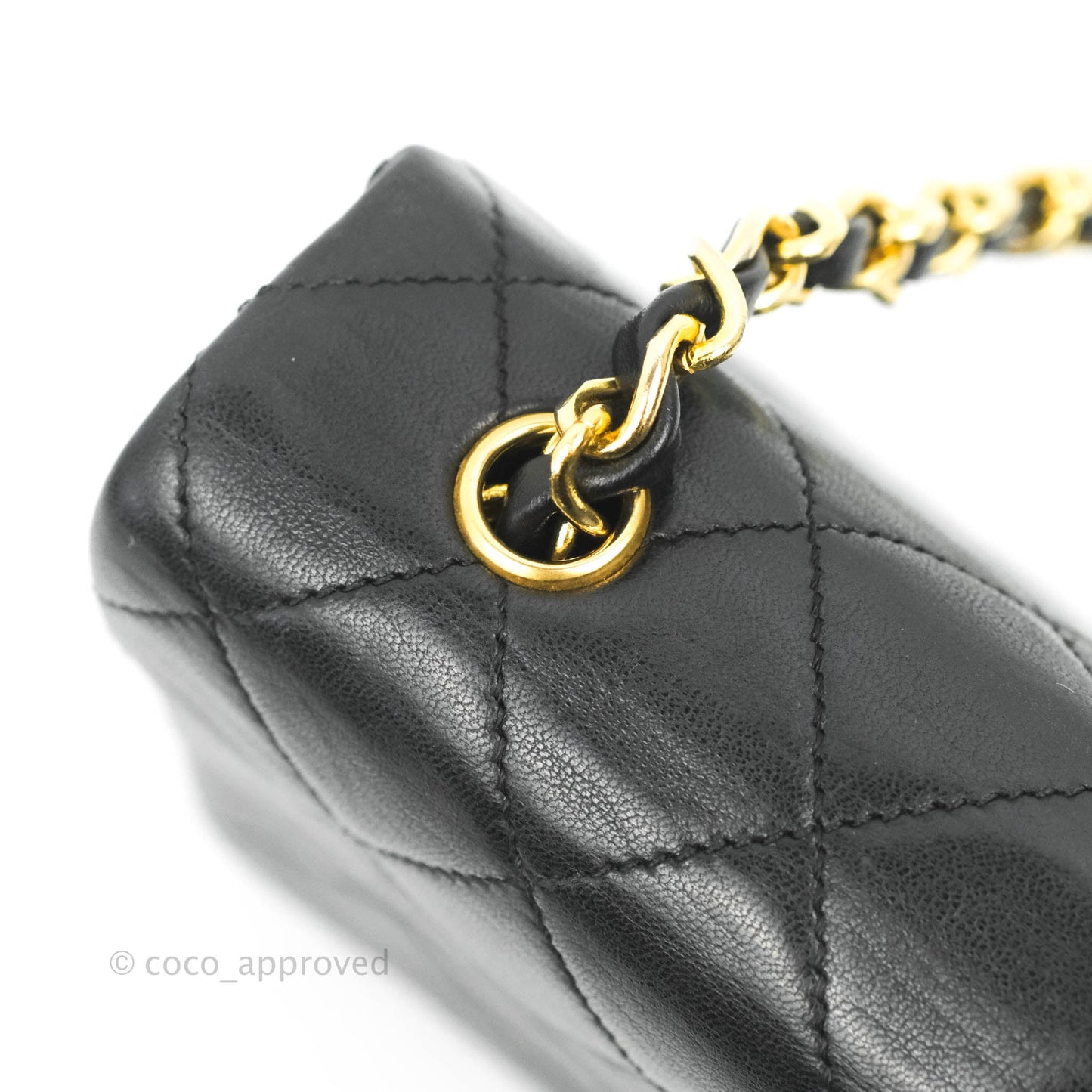 Chanel Vintage Small Single Full Flap Bag Black Lambskin 24K Gold Hardware