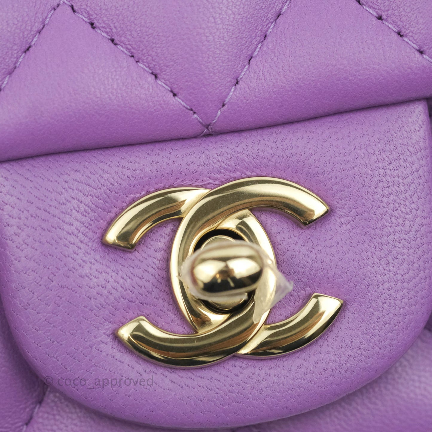 Chanel Mini Square Purple Lambskin Gold Hardware 22P