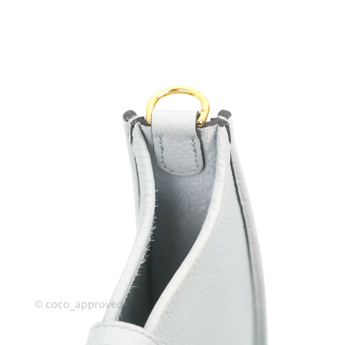 Hermès Mini Evelyne 16 Bleu Pale 08 Clemence/ Gris Etain 8F Gold Hardware