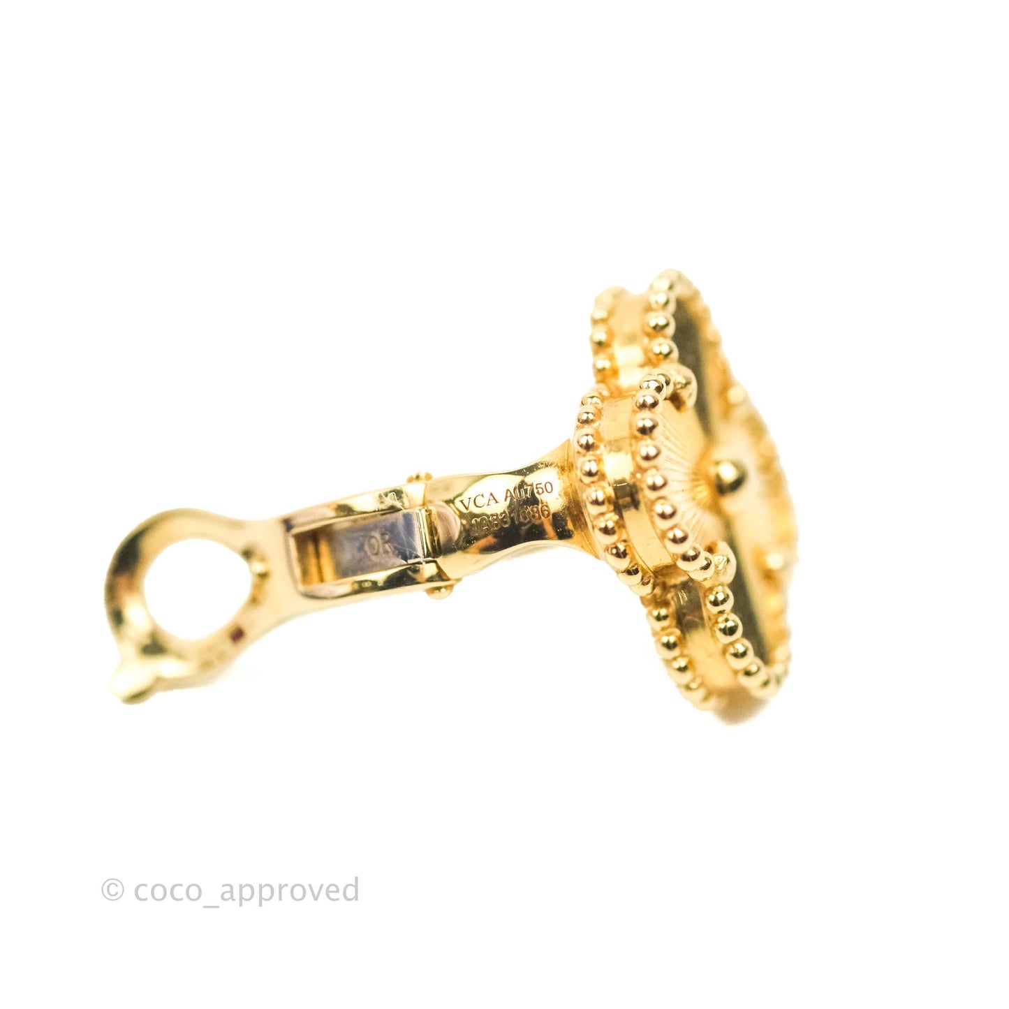 Van Cleef & Arpels 18K Yellow Gold Guilloche Vintage Alhambra Earrings