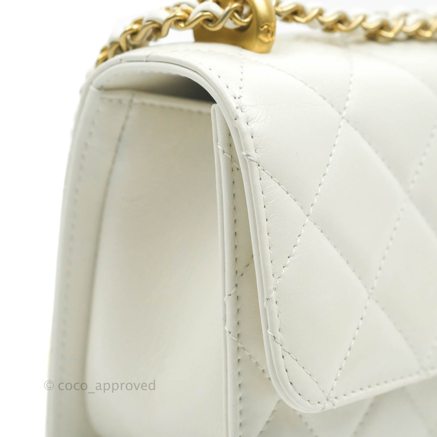 Chanel Quilted Mini Perfect Fit Adjustable White Calfskin Gold Hardware