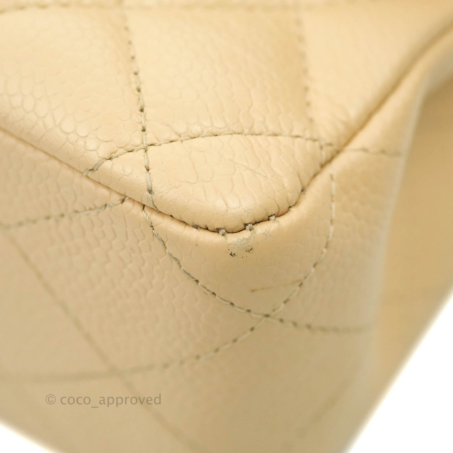 Chanel Classic M/L Medium Flap Quilted Beige Caviar Gold Hardware