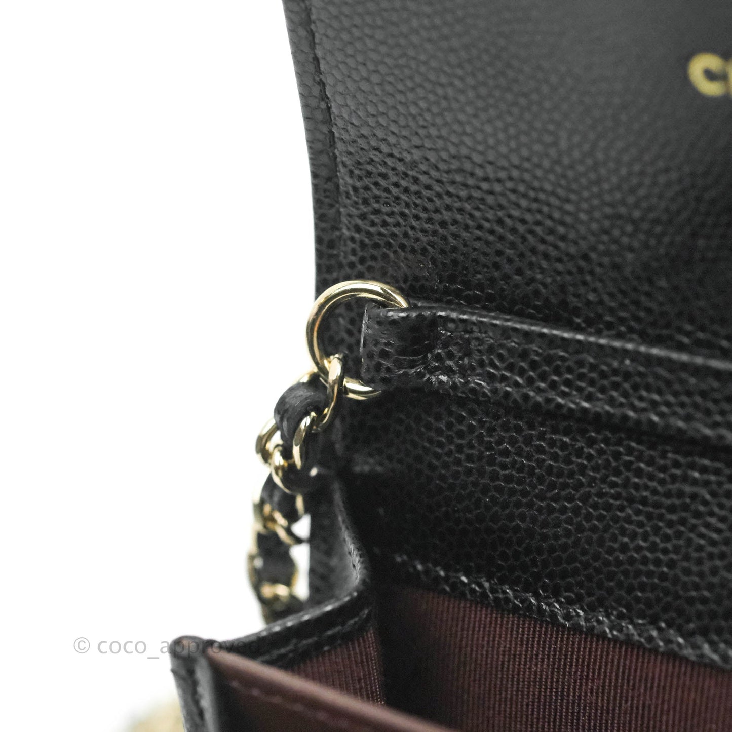Chanel Mini Wallet With Chain Black Caviar Gold Hardware