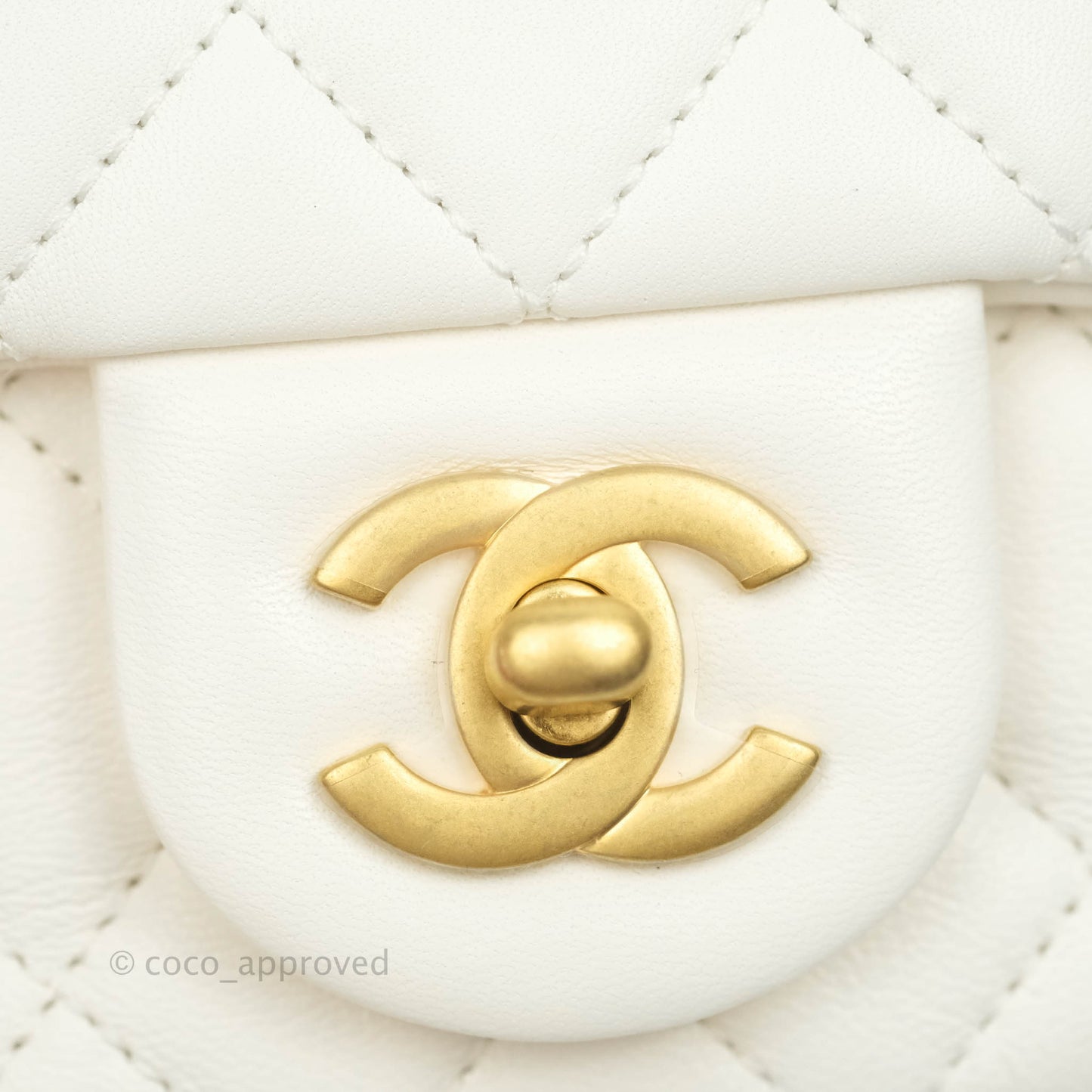 Chanel Mini Square Pearl Crush Quilted White Lambskin Gold Hardware