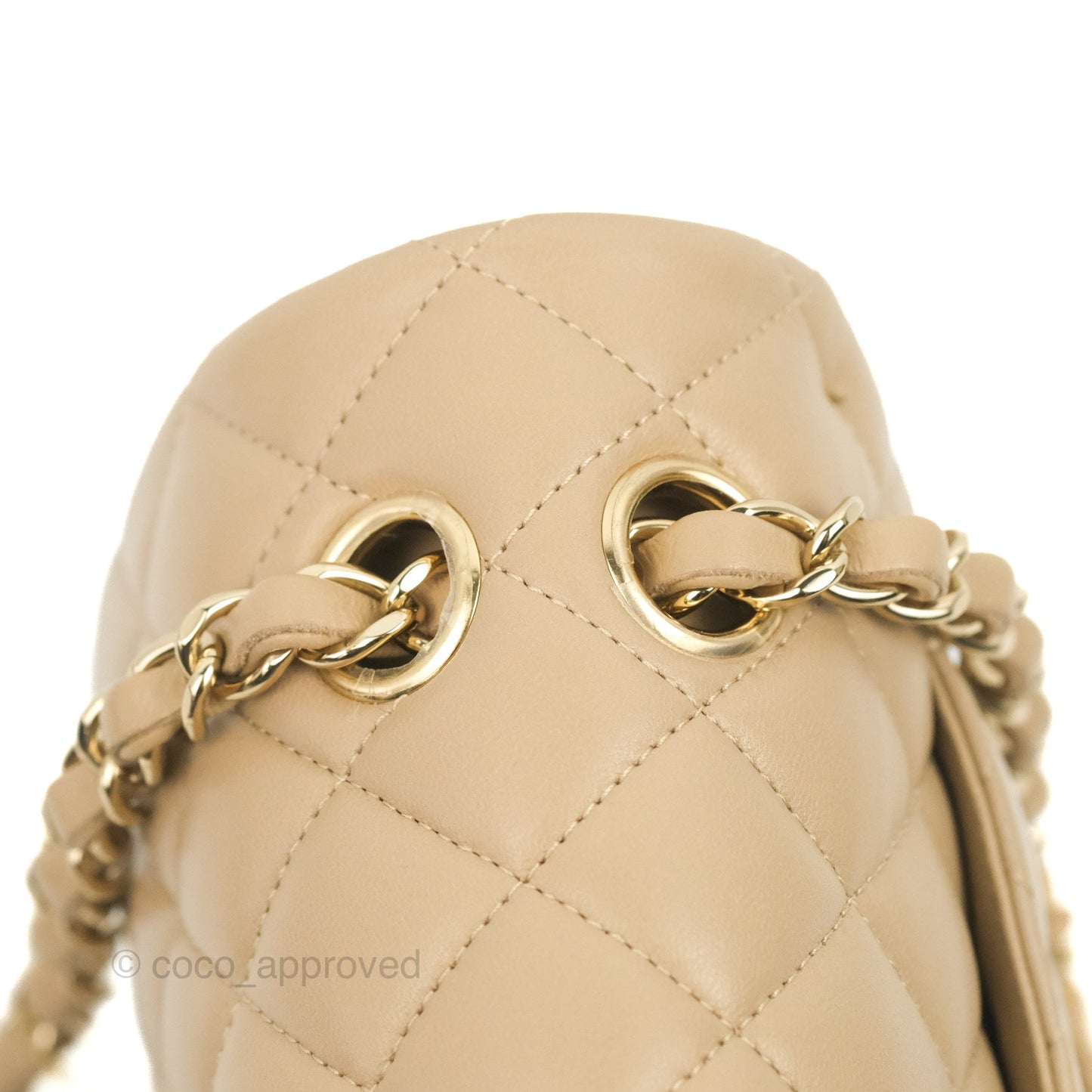 Chanel Small Classic Quilted Flap Dark Beige Lambskin Gold Hardware