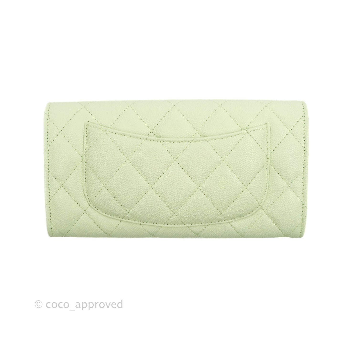 Chanel Caviar Quilted Long Flap Wallet Mint Green Caviar Gold Hardware 22C