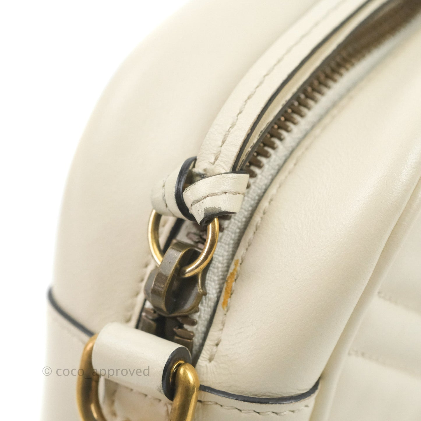 Gucci Small Matelasse GG Marmont Camera Bag White Calfskin Gold Hardware