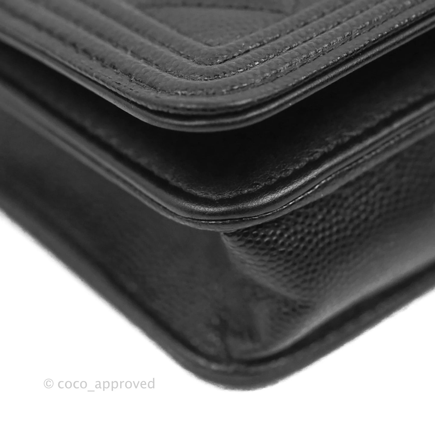 Chanel Quilted Boy Wallet on Chain WOC Black Caviar Ruthenium Hardware